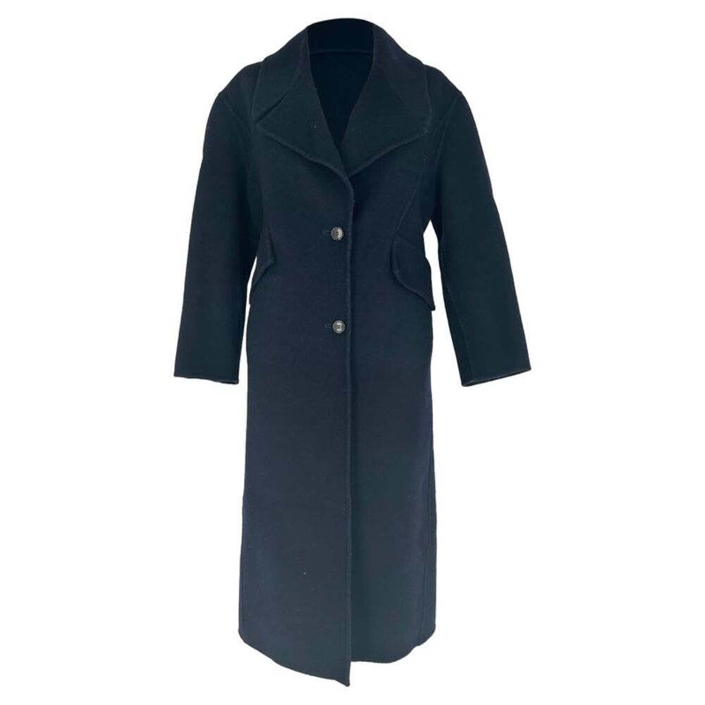 Ba&Sh Single-Breasted Coat in Navy Blue Wool